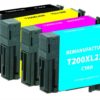 CIG Remanufactured Black High Capacity, Cyan, Magenta, Yellow Ink Cartridges for Epson T200XL/T200